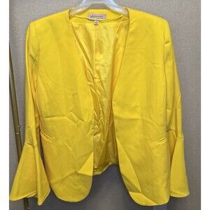 Philosophy Women's Career Bell Sleeve Yellow Lined Jacket Blazer Size 6